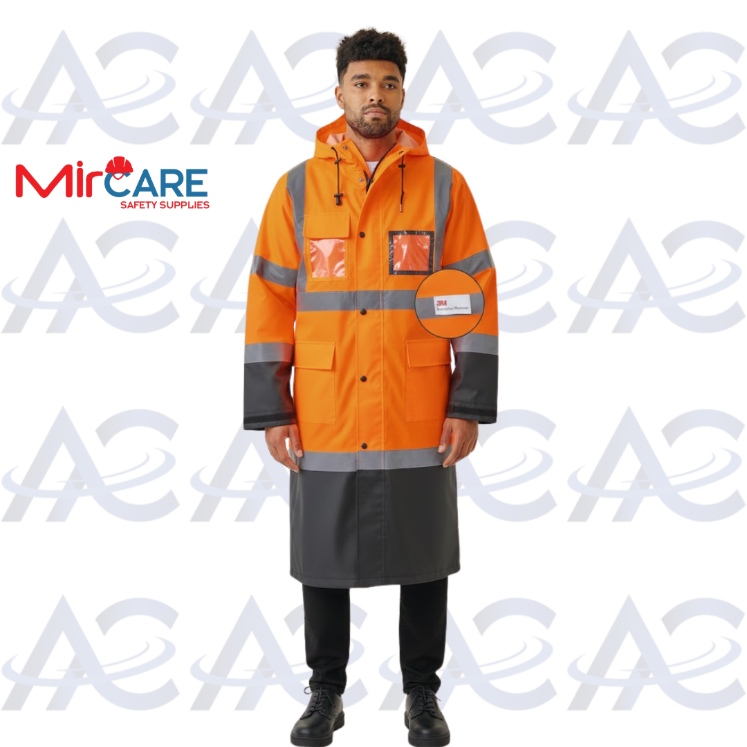 Reflective Rain Coat - Orange x Black