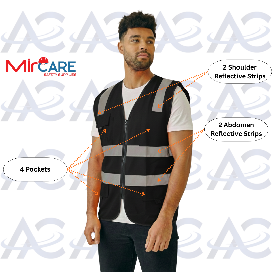 4 Pocket Safety Vest - Black
