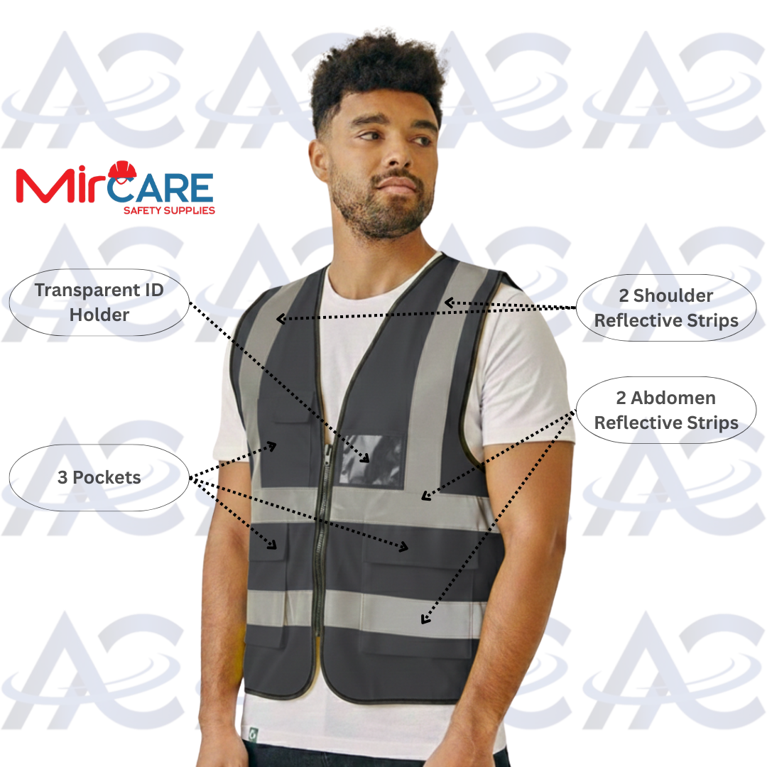 3 Pocket + ID Safety Vest - Black