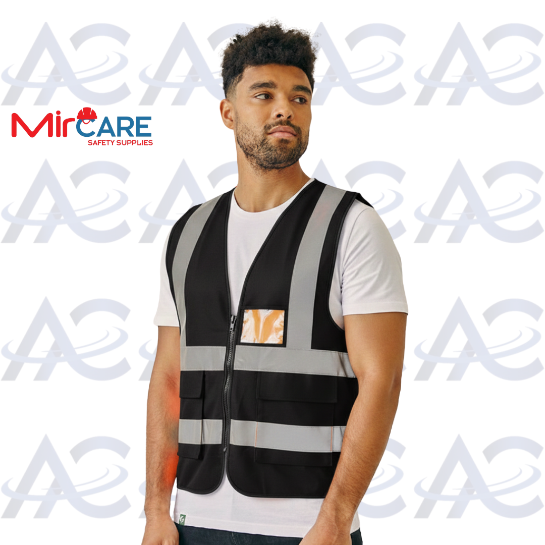 2 Pocket + ID Safety Vest - Black