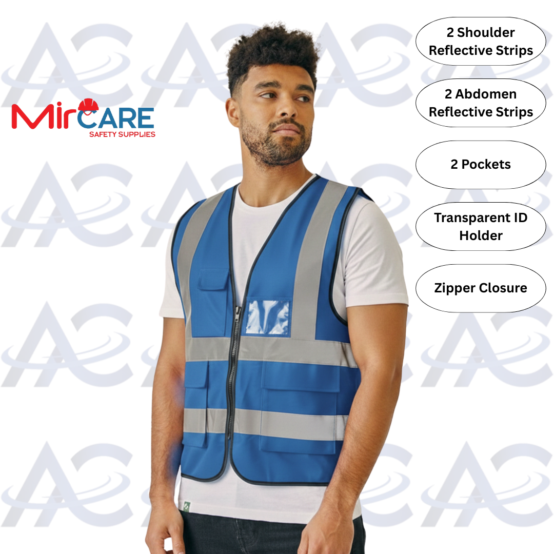 2 Pocket + ID Safety Vest - Blue