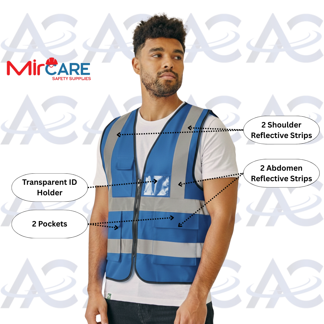 2 Pocket + ID Safety Vest - Blue