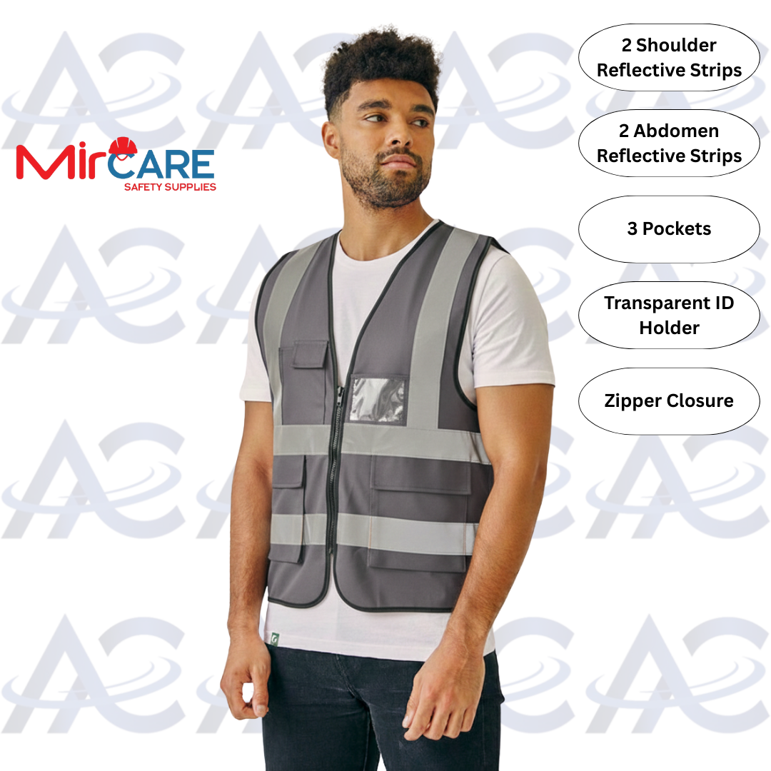 3 Pocket + ID Safety Vest - Gray