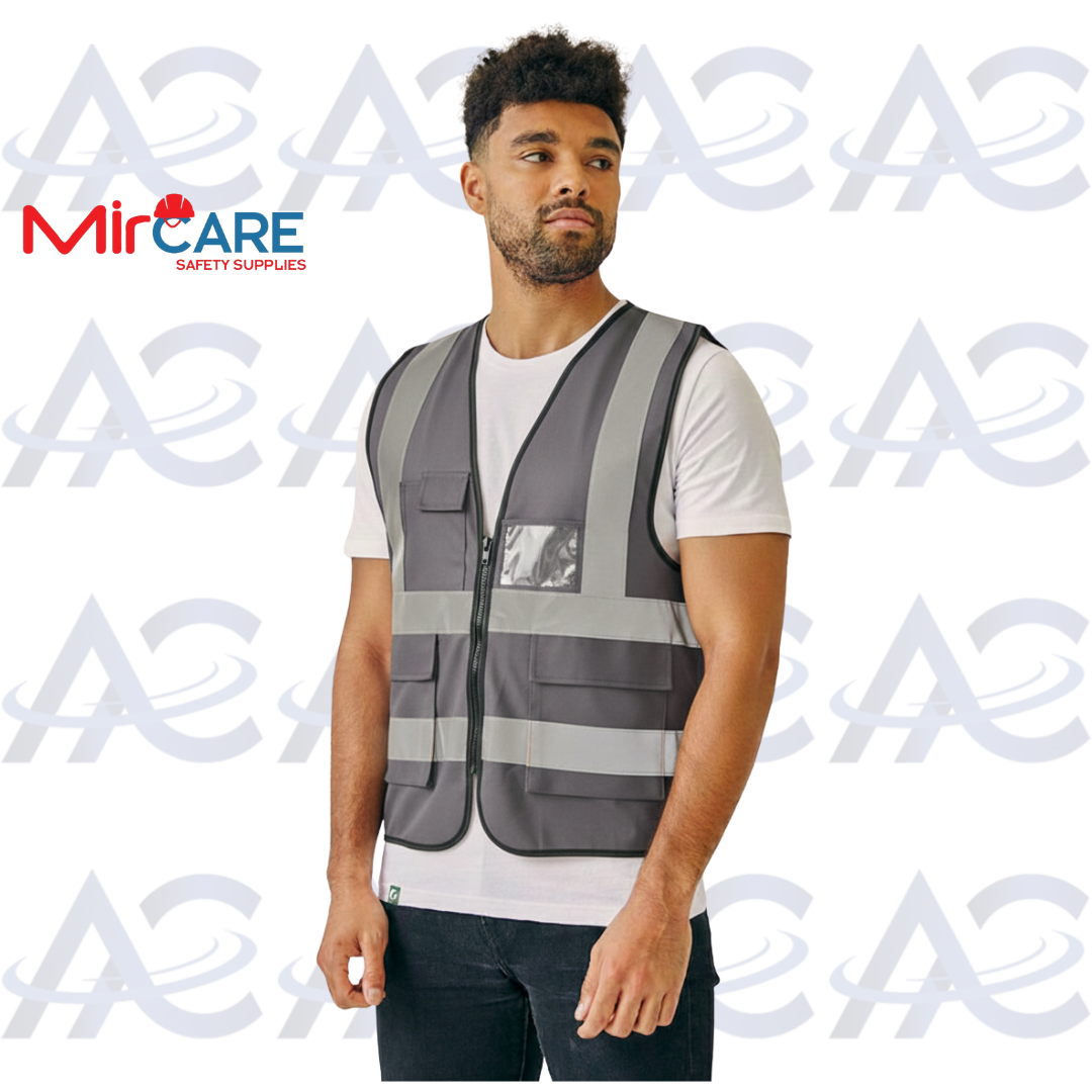 2 Pocket + ID Safety Vest - Gray