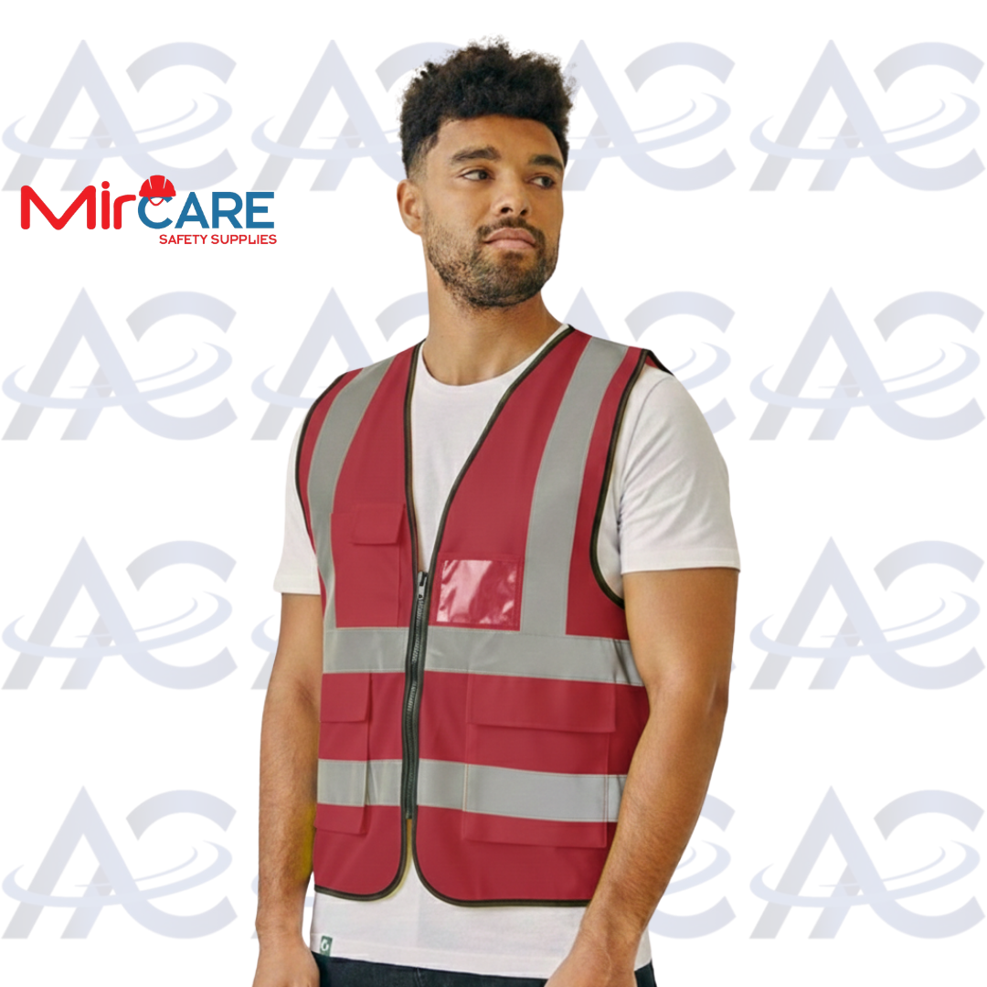 3 Pocket + ID Safety Vest - Red