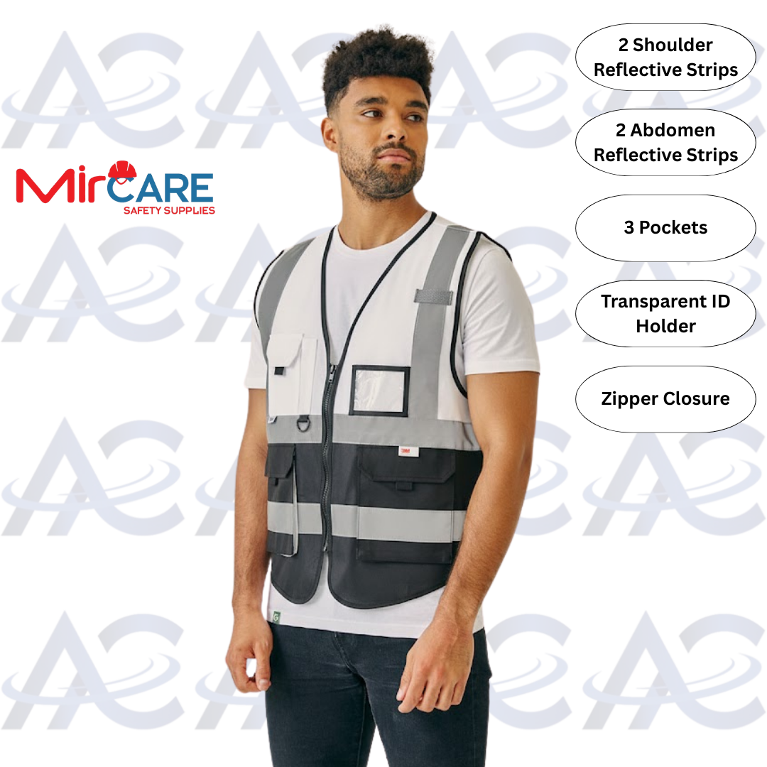 Two-Color Safety Vest - White Black
