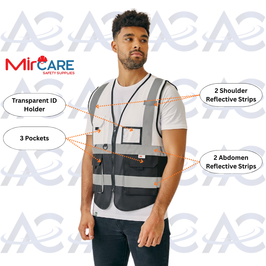 Two-Color Safety Vest - White Black